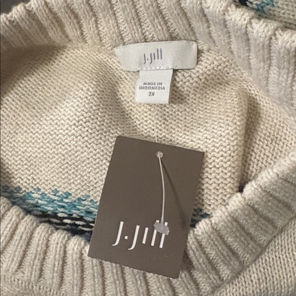 J. Jill Cream and Teal Sweater - Picture 6 of 7